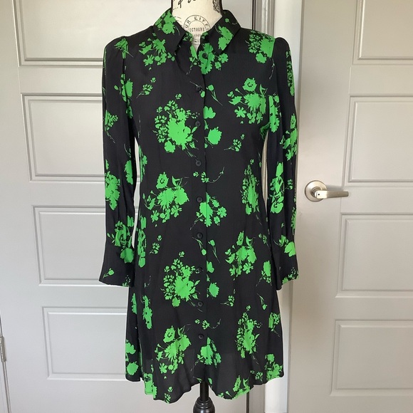💚 Zara Semi-Sheer Floral Mini Dress 💚 - Picture 1 of 10